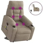 vidaXL Massagesessel Aufstehhilfe Elektrisch Taupe Mikrofasergewebe