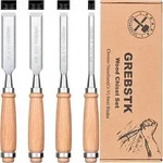 Stechbeitel 4tlg CRV Stahl Schr&auml;gkante Buchenholz Griff 9#chisel