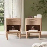 Nachttisch 2er Set Holz Natur mit Schublade und Ablage