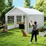 Partyzelt 3x6 m Pavillon, Wei&szlig;, PE 200g Dachplane, 130g Seitenw&auml;nde mit...