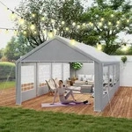 Partyzelt 4x8 m Pavillon, Grau, PE 200g Dachplane, 130g Seitenw&auml;nde mit...