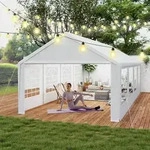 Partyzelt 4x8 m Pavillon, Wei&szlig;, PE 200g Dachplane, 130g Seitenw&auml;nde mit...