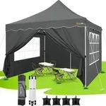 HOTEEL Pavillon 3x3 Faltpavillon 3x3 Wasserdicht Stabil mit 4 Seitenteilen und 4