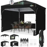 Pavillon 3x3m Faltbar Wasserdicht Schwarz 3x3m mit 3 Seitenw&auml;nden