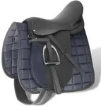 "Pferdereiten Sattelset 16" echtes Leder schwarz 14 cm 5-in-1"