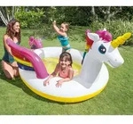 Intex Einhorn Planschbecken mit Sprinkler 272x193x104 cm