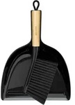 Kehrschaufel und B&uuml;rste Set mit Bambusgriff, Schwarz, 1 Set