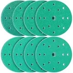 Schleifpapier 150mm 15 Loch-Gr&uuml;n 80 St&uuml;ck K&ouml;rnung MIX