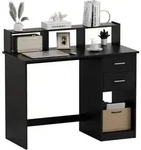 Mondeer Schreibtisch mit Schubladen, Computertisch Klein mit Regal, 105 x 48 x...