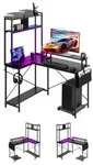 VEVOR Gaming Tisch L Form 1,2 m, Eck-Computertisch mit Monitorst&auml;nder, Steckdosen,