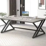 Schreibtisch Computertisch Homeoffice 180x80cm Holz Metall Grau Eiche