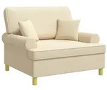 vidaXL Sessel mit Kissen Creme Stoff