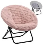 Klappsessel Rund Pl&uuml;sch Rosa Metallrahmen 73x55x53cm