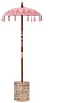 vidaXL Balinesischer Sonnenschirm mit Sockel Rosa 95 x 95 x 260 cm