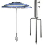 Edelstahl Sonnenschirmhalter mit Rasendorn Abnehmbar Silber