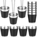 12 St&uuml;ck 30ml Edelstahl Schwarz Schnapsgl&auml;ser Wiederverwendbar f&uuml;r