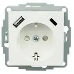 Schutzkontakt-Einbausteckdose mit USB-C&trade; (25W, PD 3.0) und USB-A (18W), ohne