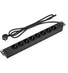 VALUE 19-Zoll-Steckdosenleiste 8fach, 1 HE, Schutzkontakt-Stecker, 1,8 m