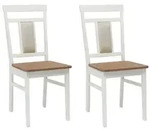 vidaXL Esszimmerstuhl 2 pcs Wei&szlig; und Natur Massives Gummiholz