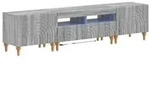 vidaXL 3-teiliges LED TV Regal Sonoma-Grau Holzwerkstoff