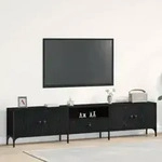 vidaXL TV-Schrank mit Schublade Schwarz Eiche 200x25x44 cm