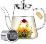 Teekanne Glas Borosilikatglas Teesieb Teeblumen Geschenkset 1500ML