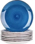 Speiseteller Steingut Tellerset 27 x 2,8 cm - 8 teilig Dunkelblau