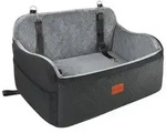 Hundeautositz bis 25 kg, 2 Sicherheitsleinen, waschbar, Schwarz/Grau, L