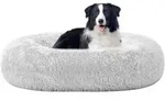 Hundebett orthop&auml;disches rund Donut L 90 x B 90 x H 20 cm Hellgrau