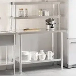 vidaXL K&uuml;chen-Arbeitstisch mit Aufsatzboard 110x55x150 cm Edelstahl