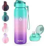 WEMEET Trinkflaschen Edelstahl 500ML mit Abnehmbare Strohhalm, [18/10 Edelstahl]