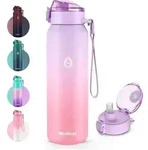 Trinkflasche Edelstahl Strohhalm Doppelwandig Lila Rosa 500 ml