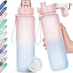 Trinkflasche 1l BPA-frei Sport Auslaufsicher mit Zeitmarkierung