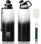 Trinkflasche Edelstahl 1500ml Thermo BPAfrei Wei&szlig;&schwarz 1500 ml