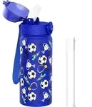 Trinkflasche Kinder Edelstahl Vakuum Blauer Fu&szlig;ball 550ml 18oz