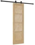 vidaXL Schiebet&uuml;r Nat&uuml;rlich und Schwarz 61 x 198,5 cm