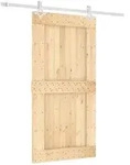 vidaXL Schiebet&uuml;r Nat&uuml;rlich und Wei&szlig; 100 x 210 cm Massivkiefer