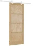 vidaXL Schiebet&uuml;r Nat&uuml;rlich und Wei&szlig; 86 x 211 cm Massives Kiefernholz