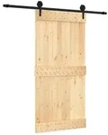 vidaXL Schiebet&uuml;r Nat&uuml;rlich und Schwarz 100 x 210 cm Massivkiefer