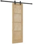 vidaXL Schiebet&uuml;r Nat&uuml;rlich und Schwarz 61 x 198,5 cm