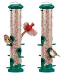 Vogelfutterspender 38cm mit 6 Anflugstangen Gr&uuml;n Clear Tube