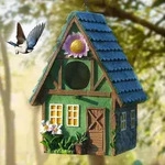 Vogelhaus Kunstharz mit Kette gr&uuml;n wetterfest zum Aufh&auml;ngen