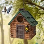 Attivolife Vogelhaus Harz wetterfest mit Kette braun