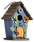 Vogelhaus Holz Nistkasten 40mm Einflugloch Blau H&auml;ngend