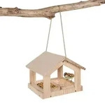 Vogelfutterhaus Holz zum Aufh&auml;ngen mit 2 Futtertabletts