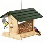 Vogelfutterhaus Holz mit Meisenkn&ouml;delhalter wetterfest 20x23x20cm