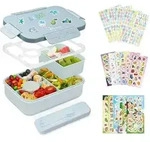 Brotdose Kinder auslaufsicher 1300ml Besteckset Bento 6 F&auml;chern blau