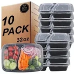 Lunchbox 2 F&auml;cher Bento Kunststoff BPAfrei 2 Compartment 10 Pack