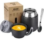 Thermobeh&auml;lter Edelstahl Kinder Suppe L&ouml;ffel Essen Schwarz 500 ml