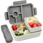 Brotdose Kinder 1300ml Auslaufsicher 5 F&auml;cher Bento BPA frei Grau